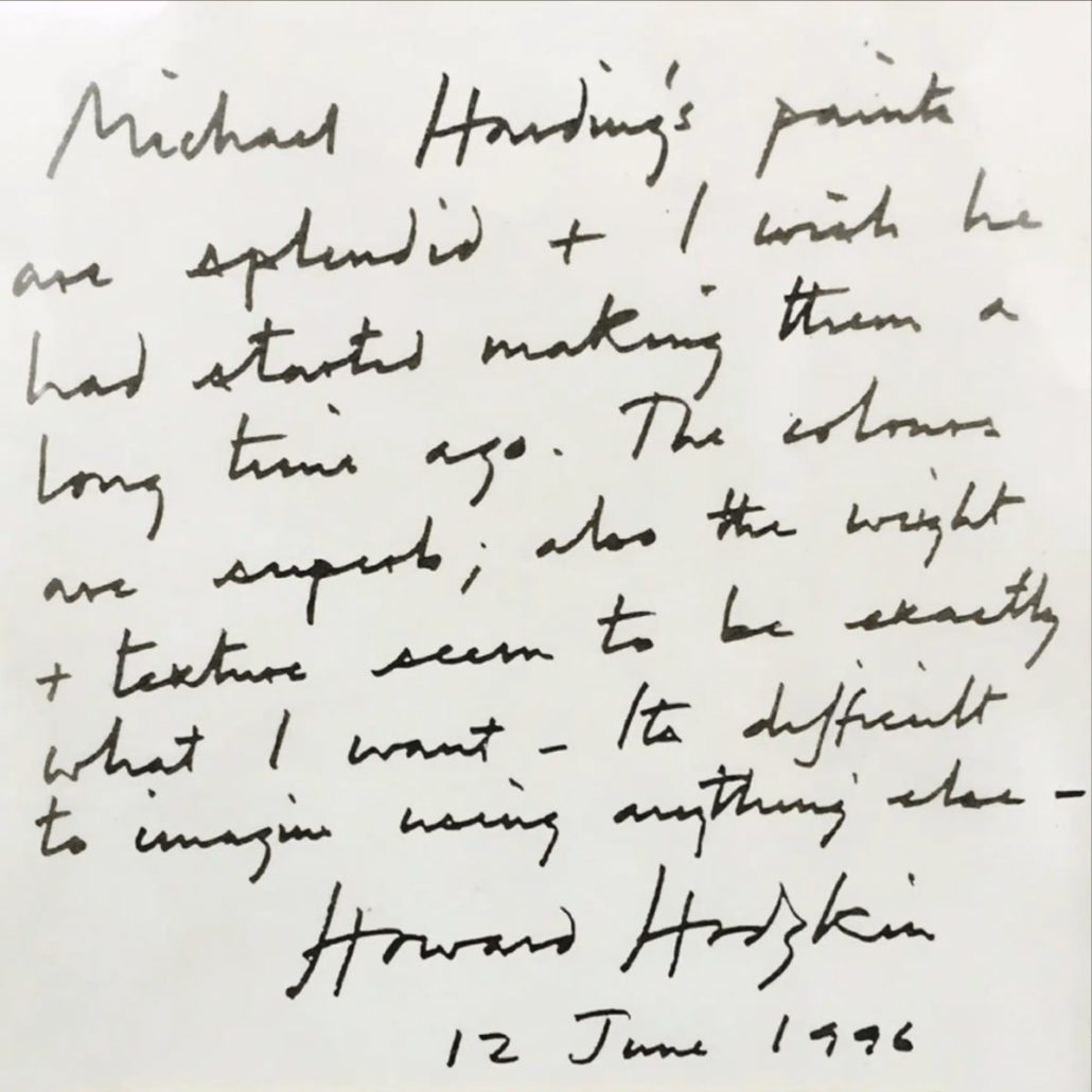 Howard Hodgkin Handwritten note